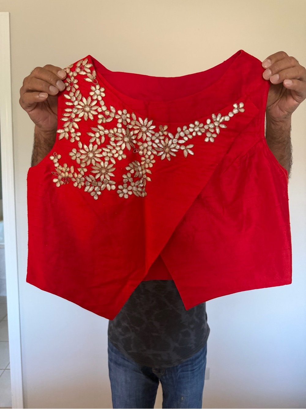 Embellished Red Women's Crop Top